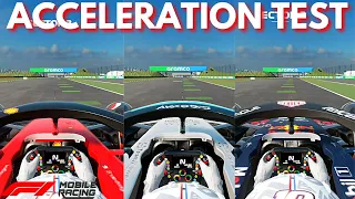 F1 Mobile Racing 2022 Acceleration Test 0-200 KMH Ferrari VS Mercedes VS Red Bull