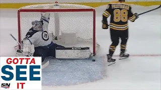 GOTTA SEE IT: Connor Hellebuyck Makes Ridiculous Toe Save On David Pastrnak In Shootout