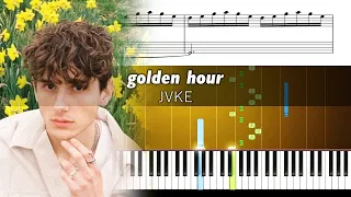 JVKE - Golden Hour - Simplified Piano Tutorial with Sheet Music