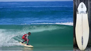 Surfboard experiment. This futuristic board is twenty years old.