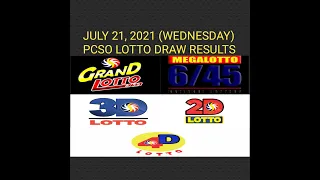 July 21, 2021 (Wednesday) PCSO Lotto Draw Results Tonight 9pm in 6/55 6/45 3D 2D 4D