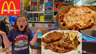 World’s biggest McDonalds!!  pizza!  Pasta!  Cheesesteaks- playgrounds+aquarium! Arcade!? Ep.194