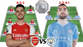 ARSENAL VS MAN CITY Head to head potential starting lineups COMMUNITY SHIELD 2023/2024