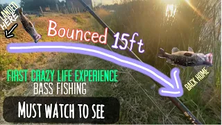 CrAzY experience while bass fishing (bass bounced 15 ft back to the water)