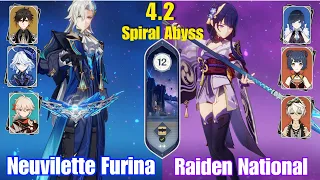 C0 Neuvilette-Furina Hyper & C0 Raiden National | Spiral Abyss 4.2 | Genshin Impact