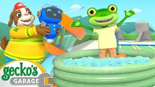 Wacky Waterslide! Summertime Fun | Gecko's Garage | Trucks For Children | Cartoons For Kids