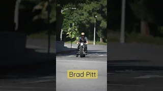 Brad Pitt take his classic motorcycle out for a spin in Beverly Hills