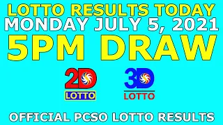 5pm Lotto Result July 5 2021 (Monday) PCSO Today