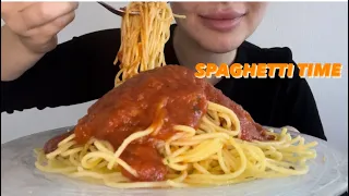 MUKBANG | SPAGHETTI WITH TOMATO SAUCE | ASMR | No talking | Eating Sounds