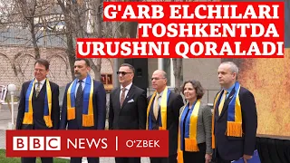 'Украина албатта ғалаба қилади' – Тошкентда урушнинг бир йиллиги кутиб олинди - BBC News O'zbek