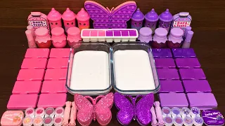 BUTTERFLY PINK vs PURPLE!! Mixing Random into GLOSSY slime !!! Satisfying Slime Video #92
