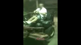 Guy loses control of lawnmower