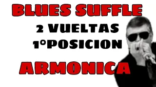 Blues Shuffle - Haz estos fraseos para tocar con ARMONICA 2 Vueltas en 1° Posicion