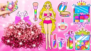 [🐾paper Diy🐾] Rainbow Rapunzel Princess Makeup and Dress Up | Rapunzel Compilation 놀이 종이