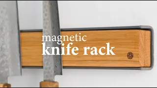 Wall mounted magnetic wooden knife rack