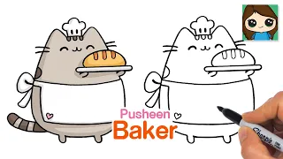 How to Draw Pusheen Cat Baking Bread