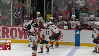 Tom Wilson chirps at the Ducks bench