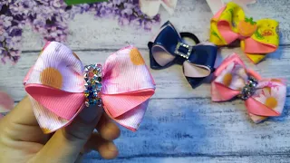 НЕБОЛЬШИЕ БАНТИКИ ИЗ РЕПСОВОЙ ЛЕНТЫ 2,5 СМ / КАНЗАШИ / МК / RIBBON BOWS / DIY