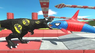 SPIDERMAN ORCA VS BATMAN T-REX DEATH RUN - Animal Revolt Battle Simulator