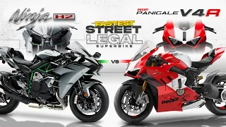 Kawasaki Ninja H2 vs Ducati Panigale V4R  ┃ Top 1000cc Production Motorcycle Superbike