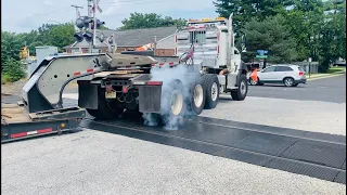 Semi Tractor Trailer Gets Stuck On Train Tracks!!!