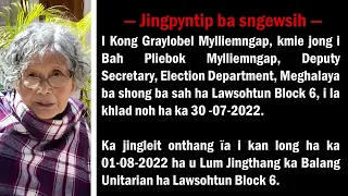 JINGPYNTIP BA SNGEWSIH - KHLAD NOH I L KONG GRAYLOBEL MYLLIEMNGAP