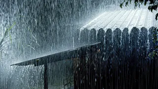 Relax & Fall Asleep Instantly with Torrential Rain & Powerful Thunder Sounds on Tin Roof at Night
