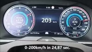 VW Passat B8 2.0 TSI DSG 220 PS acceleration 0-200kmh