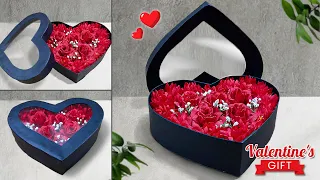 Best Valentine's Day Gift Craft Idea | DIY Red Roses Heart shaped Box ❤ | How to Make Flower Box