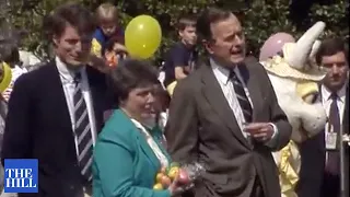 President George HW Bush attends the Easter Egg Roll in 1989