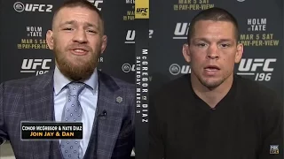 Conor McGregor and Nate Diaz FOX Sports LIVE SHIT TALKING INTERVIEW (BOXINGEGO RESPONSE VIDEO)