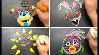 Five nights at Freddys, Fnaf Security Breach, Pancake art Challenge/ Freddy, Vanny, Sun, Chica