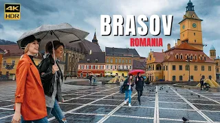 Brasov City Centre Walk Transilvania, Romania 🇷🇴 Rain Walking Tour 4K HDR (2024)