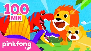 T rex vs Singa | Kumpulan Lagu Dinosaurus, Binatang, Hewan | Lagu Anak | Pinkfong Baby Shark