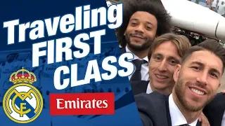 Real Madrid players traveling FIRST CLASS Emirates A380 | VLOG