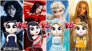 My Talking Angela 2 - Cosplay 🤩 Wednesday Addams Vs Jisoo Flower Vs Frozen Elsa Vs M3gan Doll 🤩