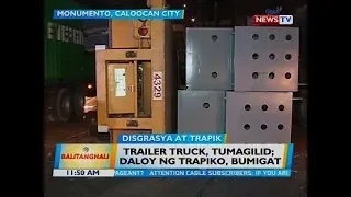 Trailer truck, tumagilid
