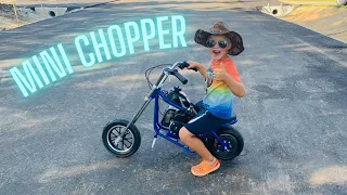 Get to da chopper!!  Unboxing & First Rides - Kid's Gas Mini Chopper