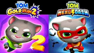 Talking Tom Gold Run 2 vs Talking Tom Hero Dash Gameplay