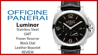 ▶Panerai Luminor GMT Stainless Steel Black Arabic/Index Dial Leather Bracelet 44mm - REVIEW PAM 1321