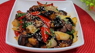 CHINESE Eggplant Sweet and Sour Salad. VERY DELICIOUS FUNNY EGGPLANT SALAD.