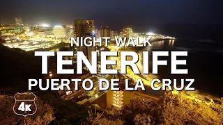 Puerto de la Cruz. Nightlife of Tenerife 4k UHD video fotage