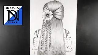 Drawing girl hair style || drawing of girl || drawing for girls easy || easy drawing for girls