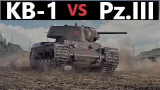 "КВ-1" против "Pz.III"  / "КВ-1" в засаде / 10 танков "Pz.III" попали в засаду.