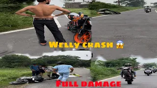 Welly crash 🤯( Full damaged bike) // body parts damaged @uk_LXR_rider #ktm #viral #crash #welly