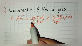 Conversión de 6 km a pies