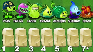 PvZ2 Challenge - How Many Plants Can Defeat 8 Stone Slabs with 1 Plant Food ?