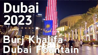 Dubai Burj Khalifa, Souk Al Bahar, Dubai Fountain Walking Tour 4K | United Arab Emirates 🇦🇪
