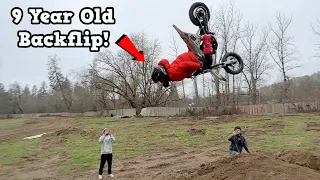 9 Year Old Backflips Dirt Bike (YOUNGEST EVER) - Buttery Vlogs Ep191