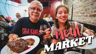 Uruguayan ASADO GRILL 🥩  | Eating BBQ at the MEAT MARKET (Mercado del Puerto) in Montevideo, Uruguay